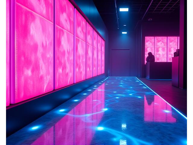 渋谷のナイトクラブXでの鮮やかなLEDグラフィックとレーザー照明