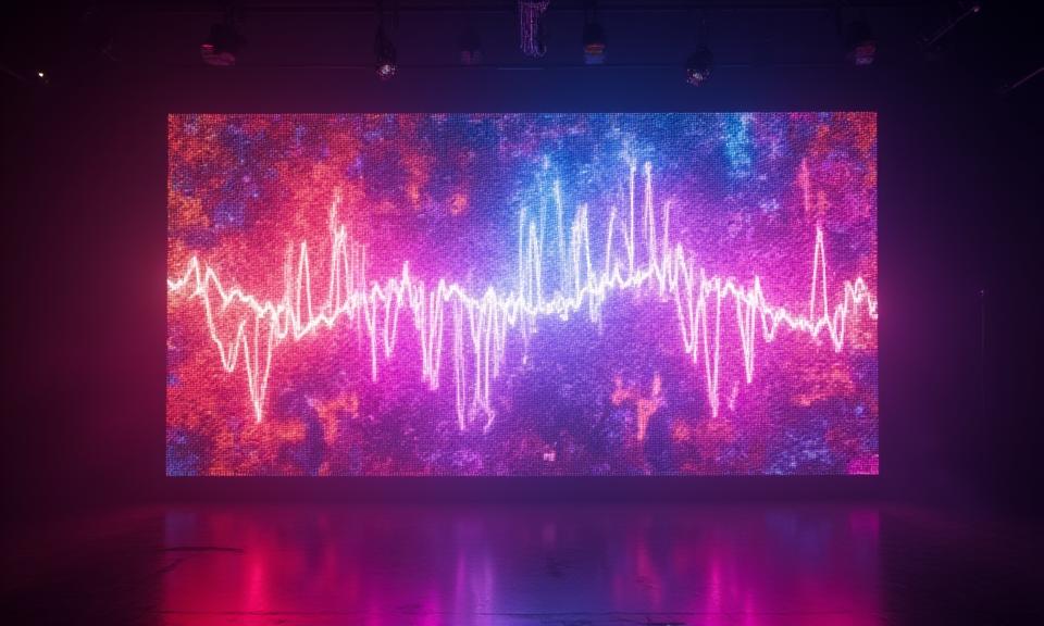 音楽に合わせて波打つように動くサウンドリアクティブなLEDウォール